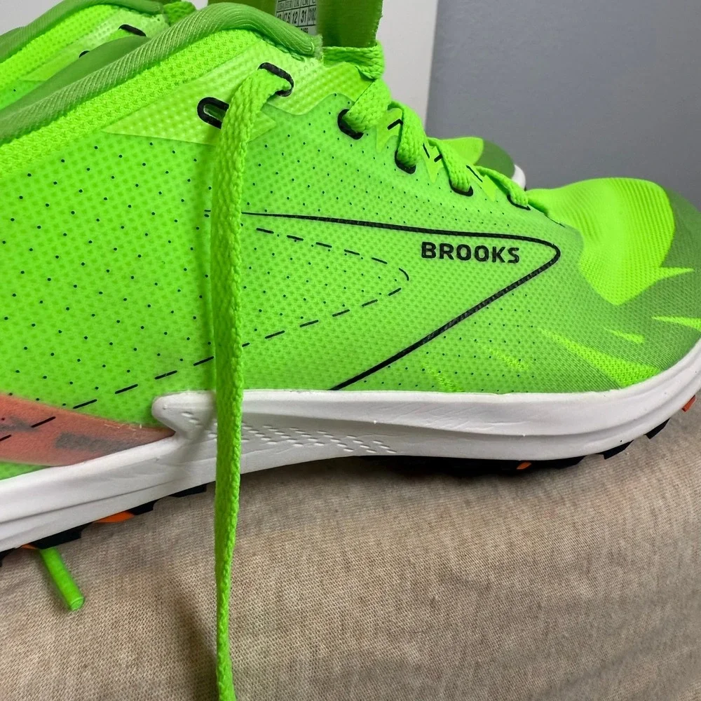 Brooks Wire v7 XC Track Racing Spikes‎ Neon Green Orange Mens Size 13